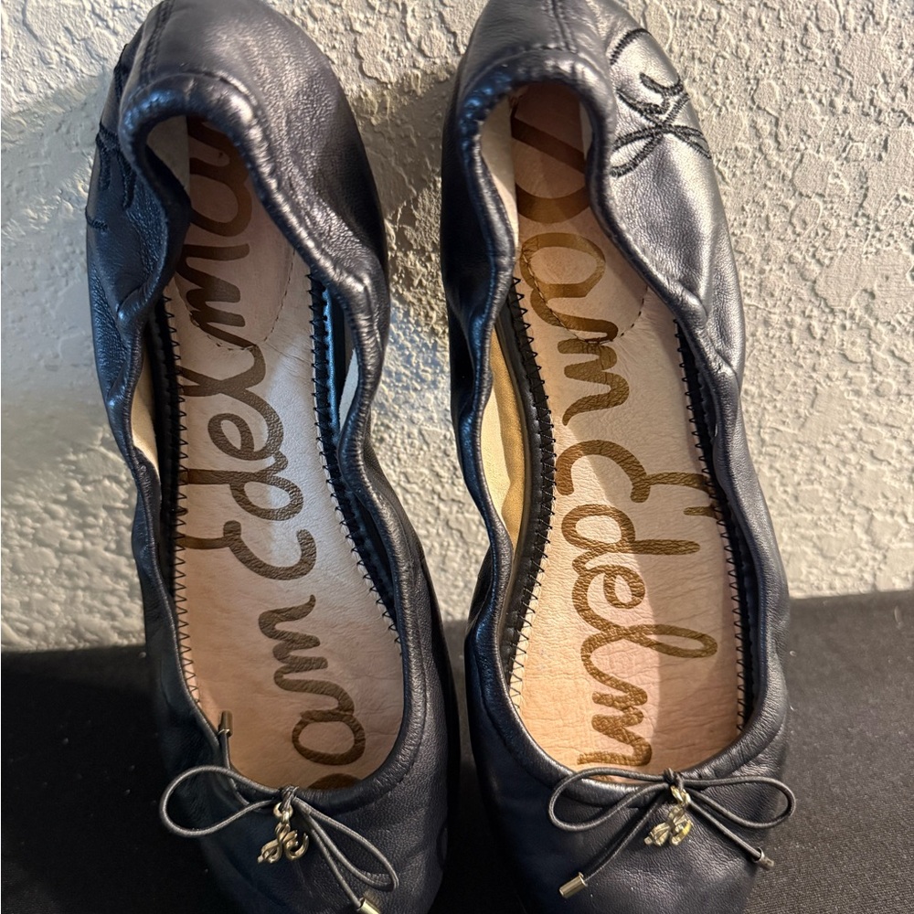 Sam Edelman Felicia Black Ballet Flat Shoes Super Soft Leather Size 8.5
